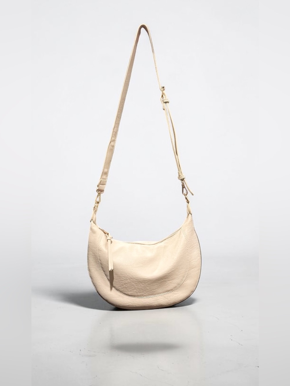 Antik Kraft Noelia Slouchy Hobo Leather Shoulder Crossbody Bag in Bone